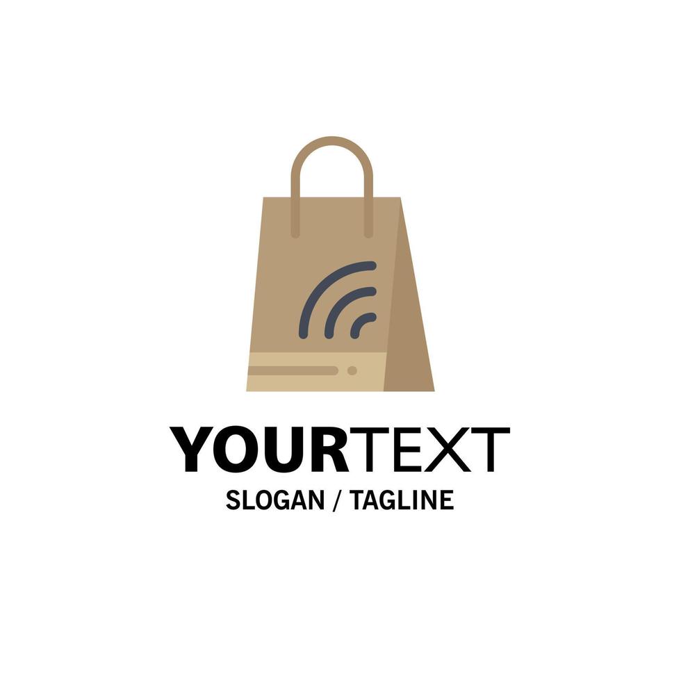 zak handtas Wifi boodschappen doen bedrijf logo sjabloon vlak kleur vector