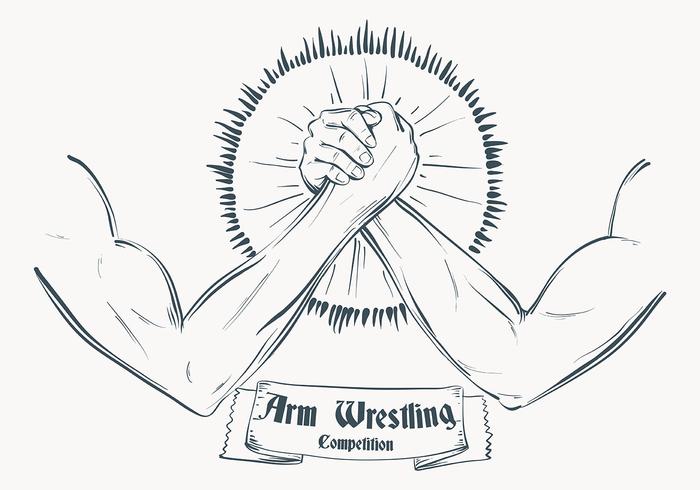 Schetched Arm Wrestling Illustratie Sjabloon vector