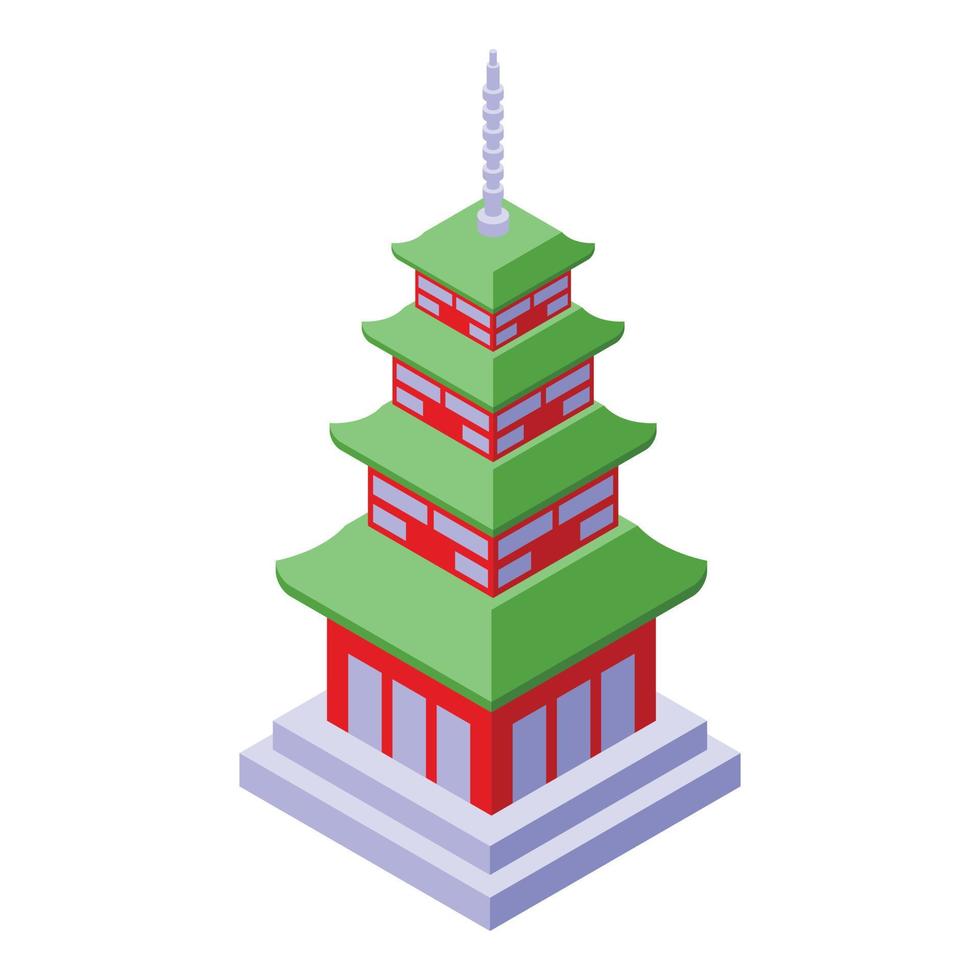 hout pagode icoon isometrische vector. Aziatisch gebouw vector