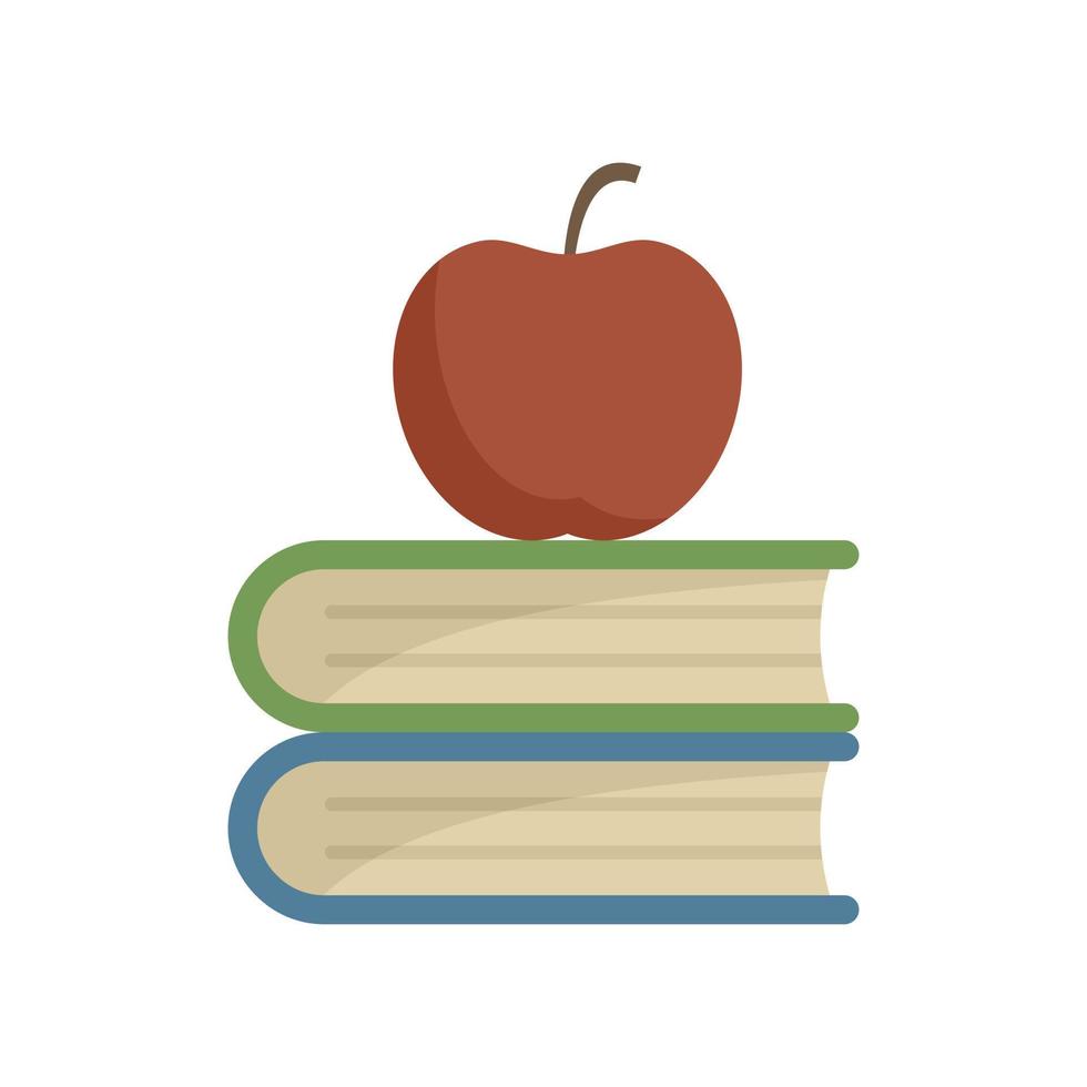 syllabus boeken met appel icoon vlak geïsoleerd vector