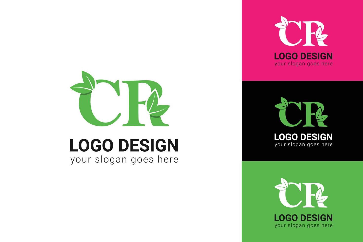 cr brief eco logo met blad. vector lettertype voor natuur affiches, eco vriendelijk embleem, veganistisch identiteit, kruiden en botanisch kaarten enz. ecologie m brief logo met groen blad.