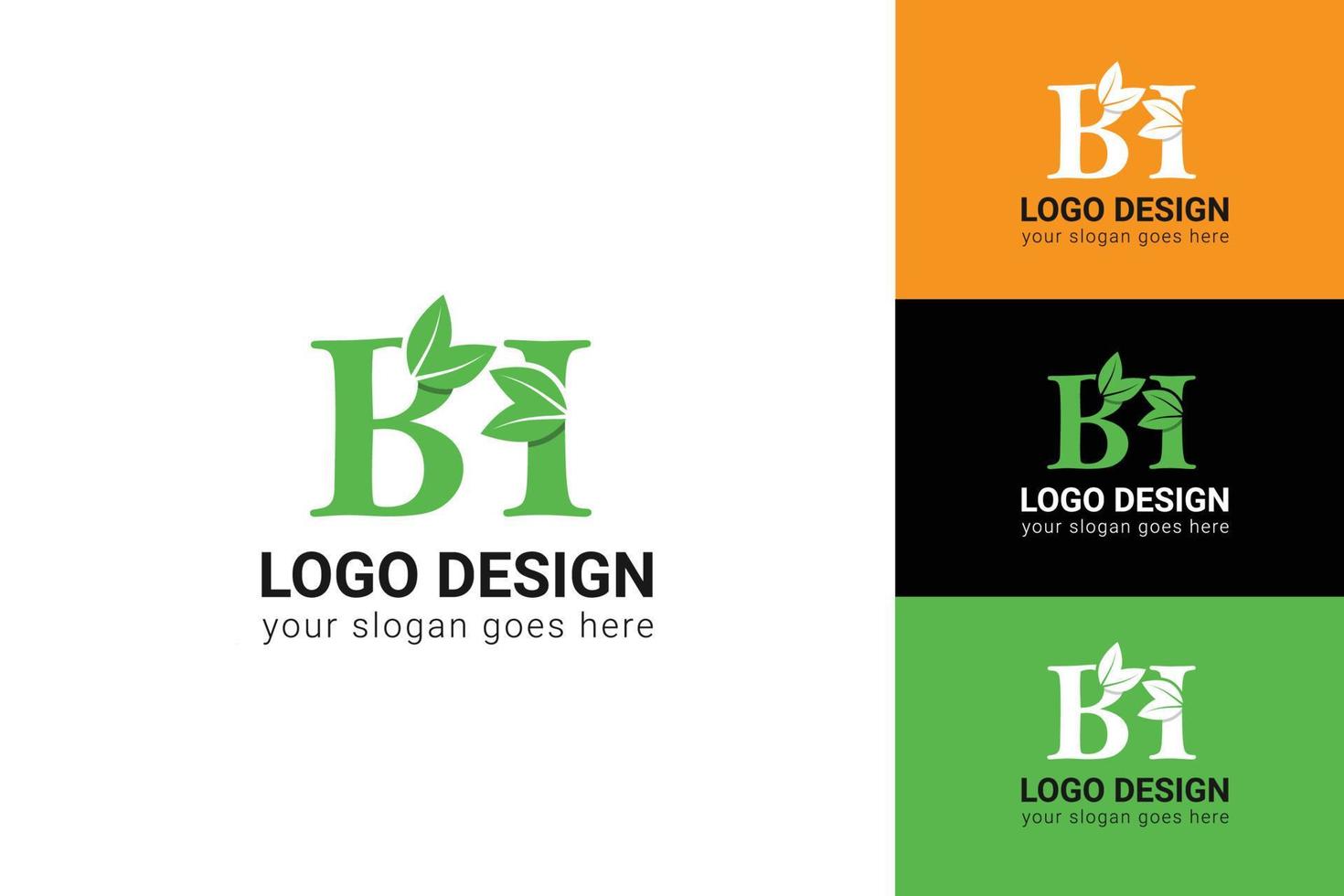 bi brief eco logo met blad. vector lettertype voor natuur affiches, eco vriendelijk embleem, veganistisch identiteit, kruiden en botanisch kaarten enz. ecologie m brief logo met groen blad.