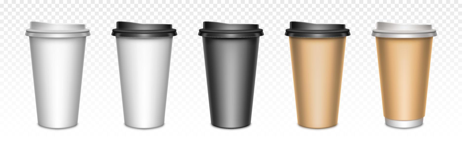 koffie cups met Gesloten deksels, verpakking mockup vector