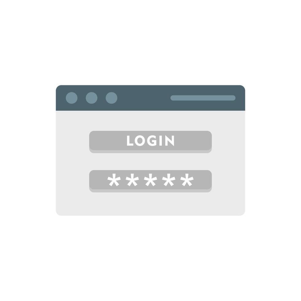 Log in bladzijde authenticatie icoon vlak geïsoleerd vector