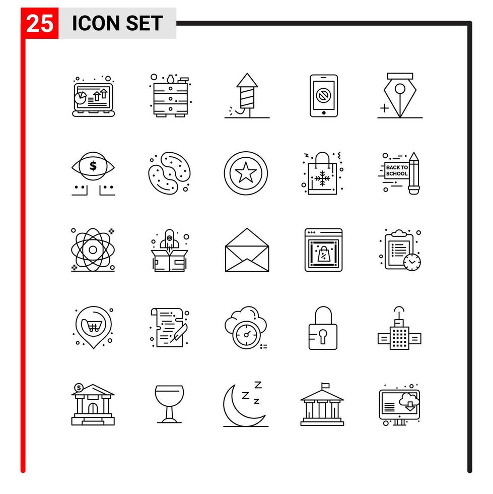 25 algemeen pictogrammen voor website ontwerp afdrukken en mobiel apps. 25 schets symbolen tekens geïsoleerd Aan wit achtergrond. 25 icoon pak. vector