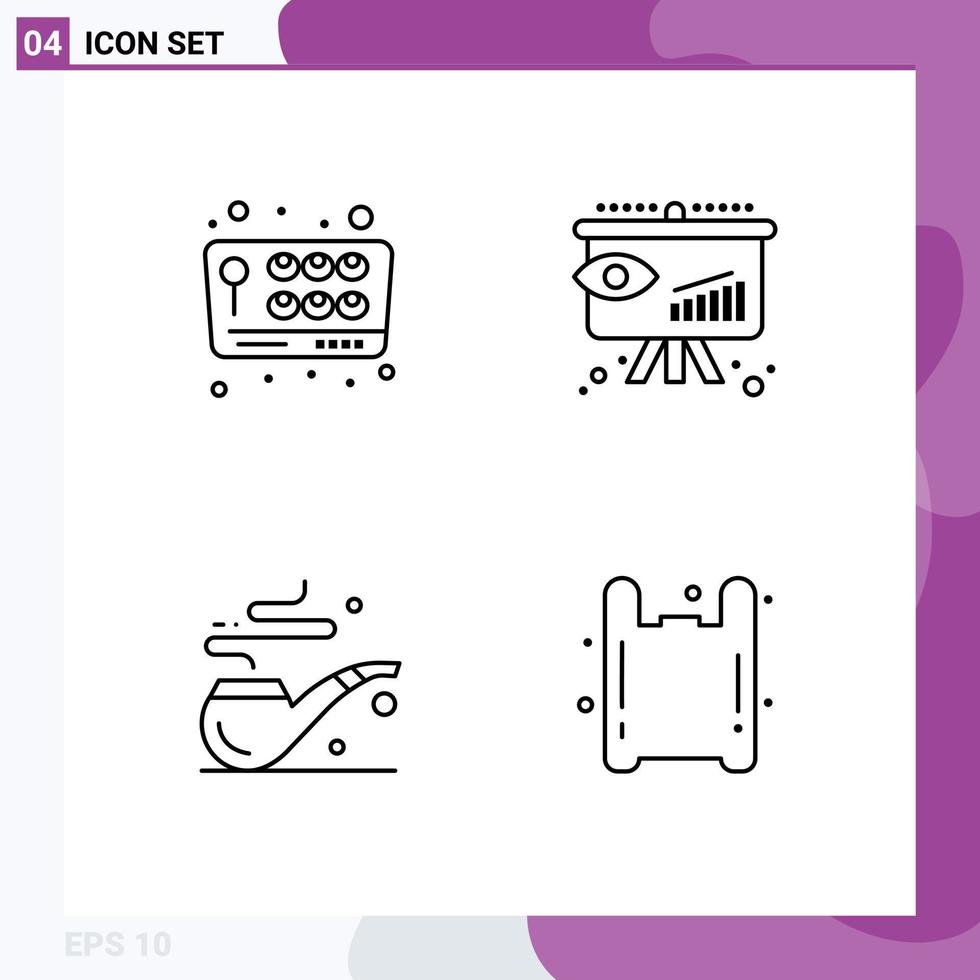 pak van 4 modern gevulde lijn vlak kleuren tekens en symbolen voor web afdrukken media zo net zo bedieningshendel rook pret in zicht zak bewerkbare vector ontwerp elementen