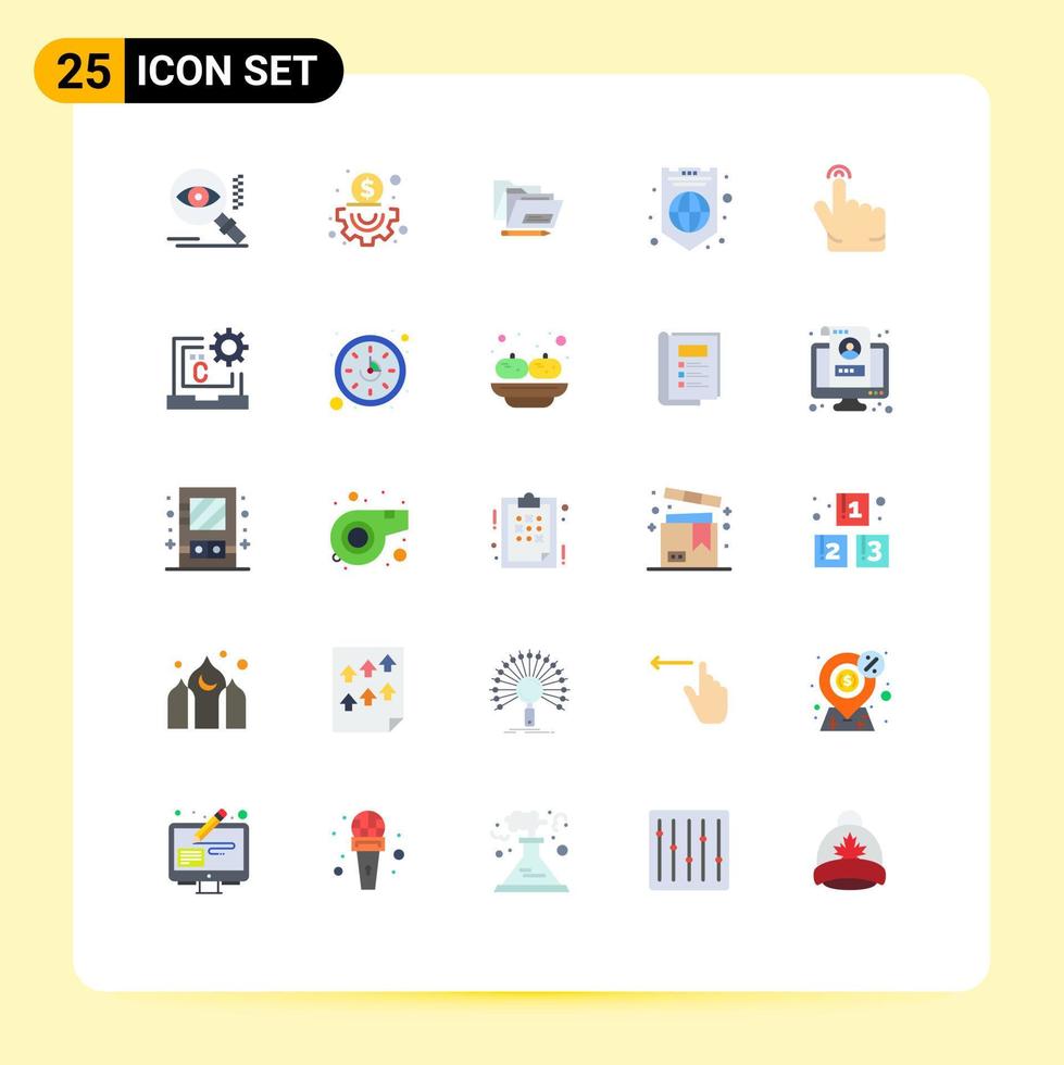 pak van 25 modern vlak kleuren tekens en symbolen voor web afdrukken media zo net zo tintje dubbele map schild internet bewerkbare vector ontwerp elementen
