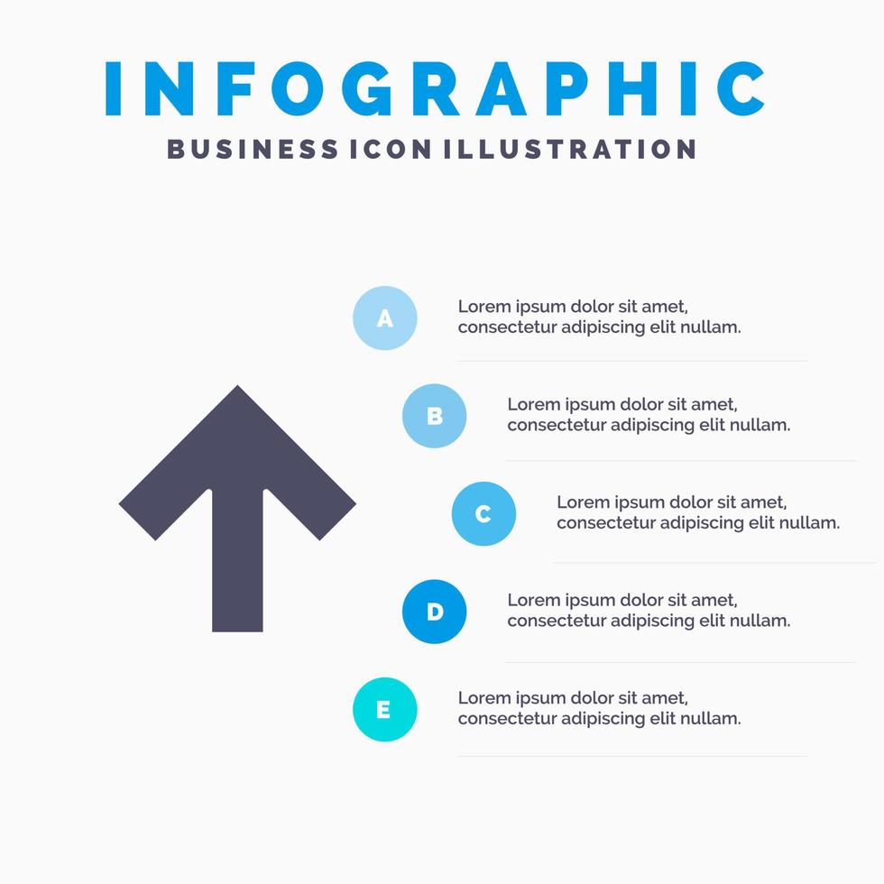 pijl omhoog vooruit solide icoon infographics 5 stappen presentatie achtergrond vector