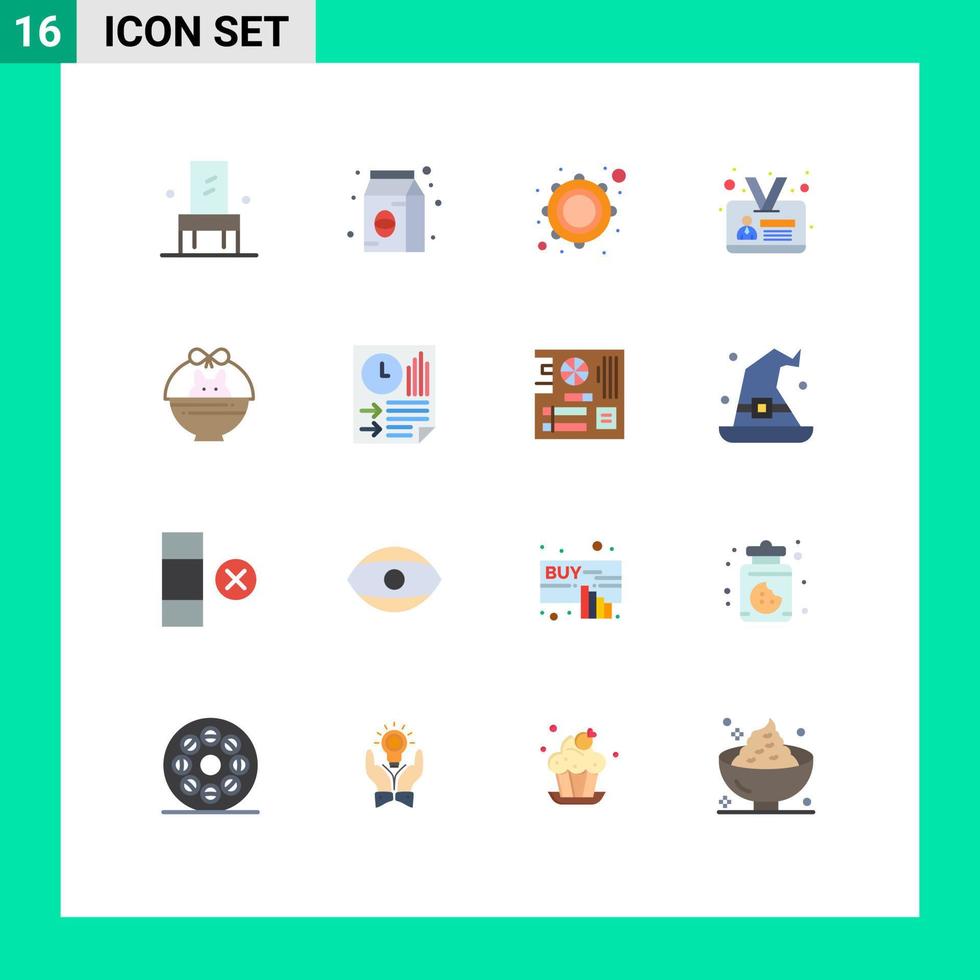 reeks van 16 modern ui pictogrammen symbolen tekens voor baby mand instrument identiteit kaart werknemer bewerkbare pak van creatief vector ontwerp elementen