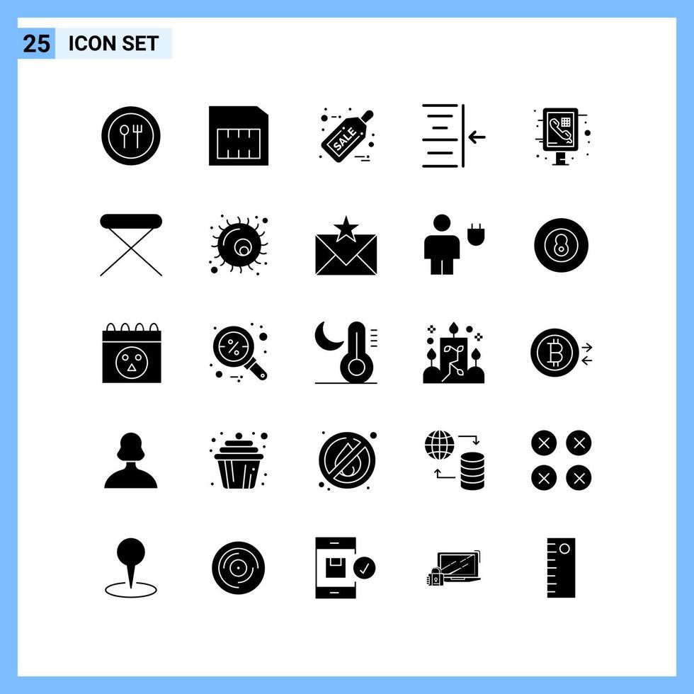 25 pictogrammen. solide stijl creatief glyph symbolen. zwart solide icoon teken geïsoleerd Aan wit achtergrond. vector