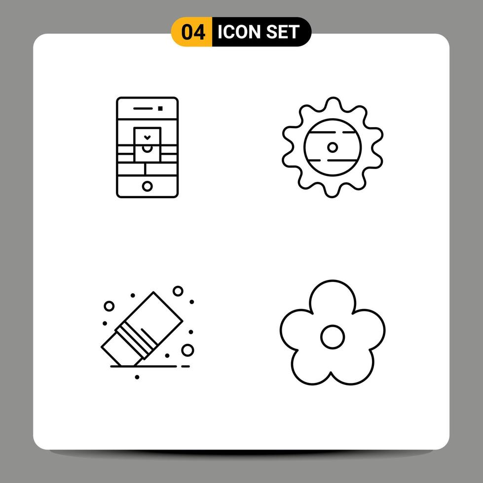 reeks van 4 modern ui pictogrammen symbolen tekens voor telefoontje verwijderen video pet verwijderen bewerkbare vector ontwerp elementen