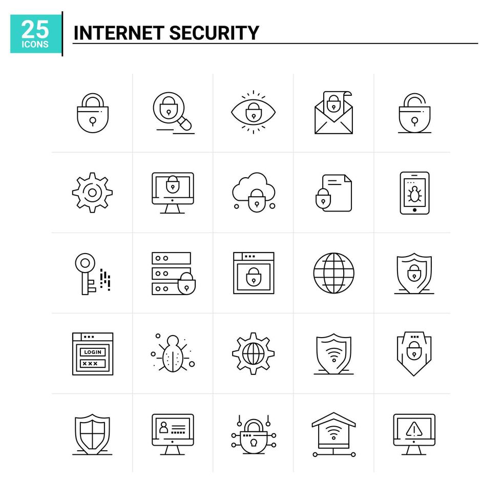 25 internet veiligheid icoon reeks vector achtergrond