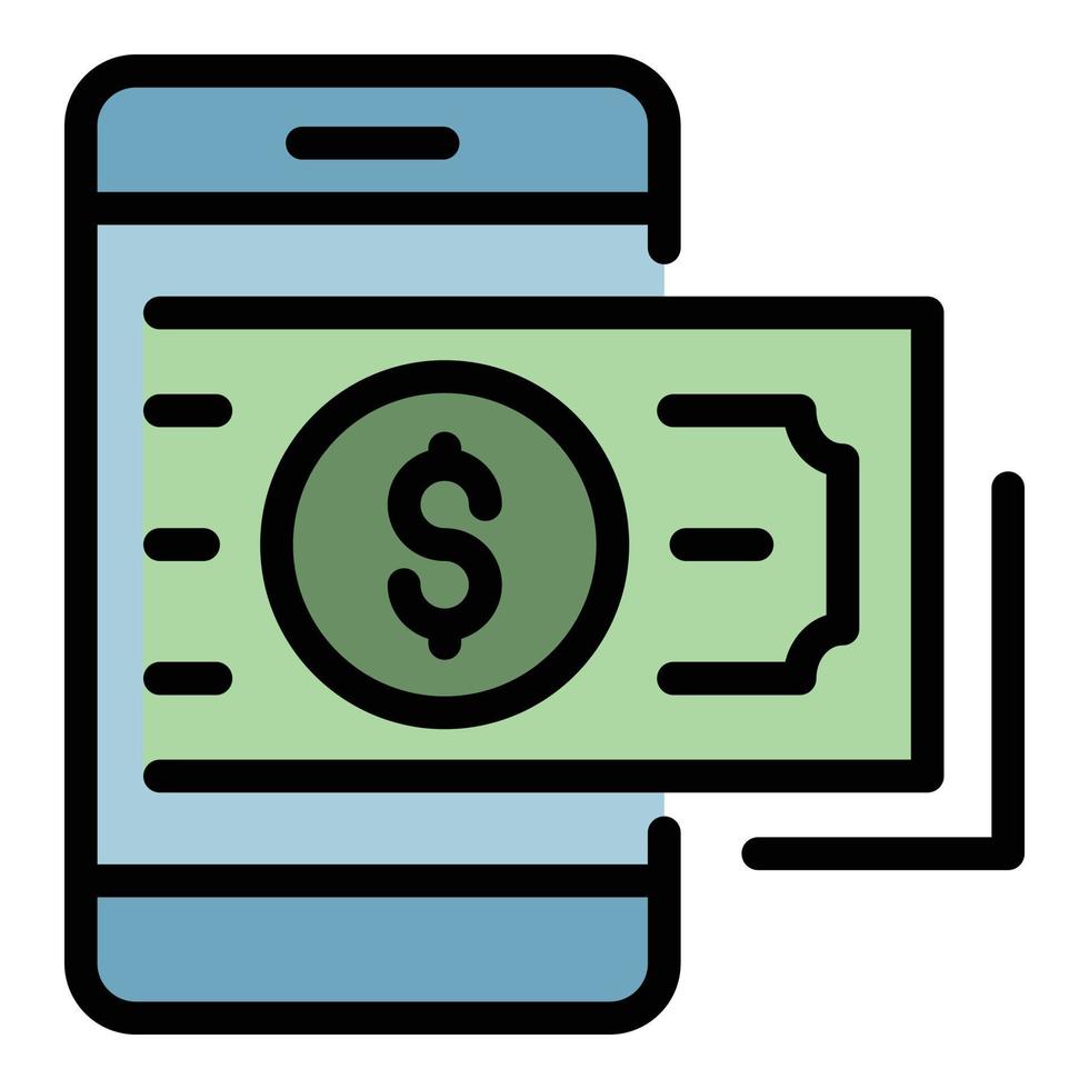 smartphone geld lening icoon kleur schets vector