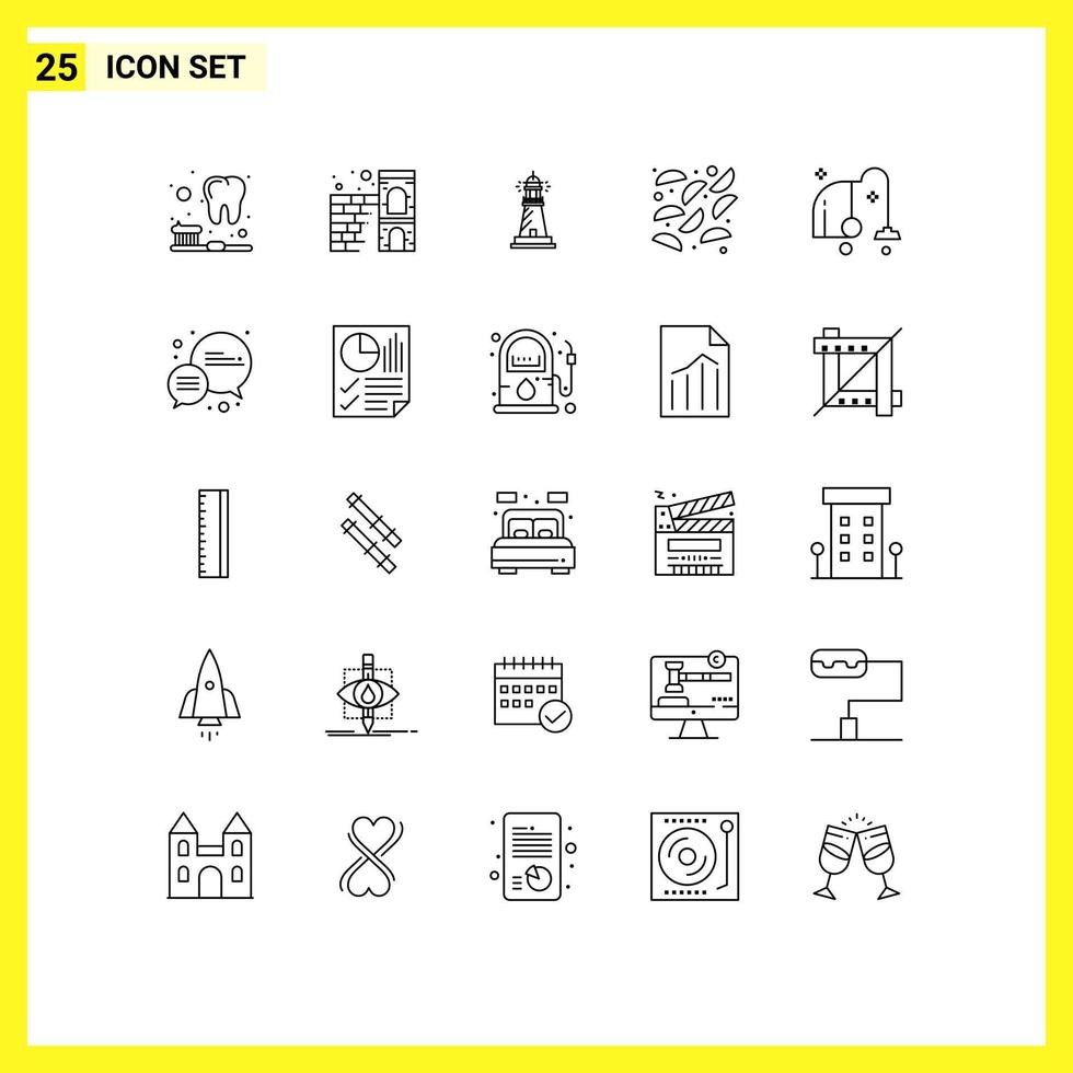 voorraad vector icoon pak van 25 lijn tekens en symbolen voor uitrusting schoonmaak huis aardappel voedsel bewerkbare vector ontwerp elementen