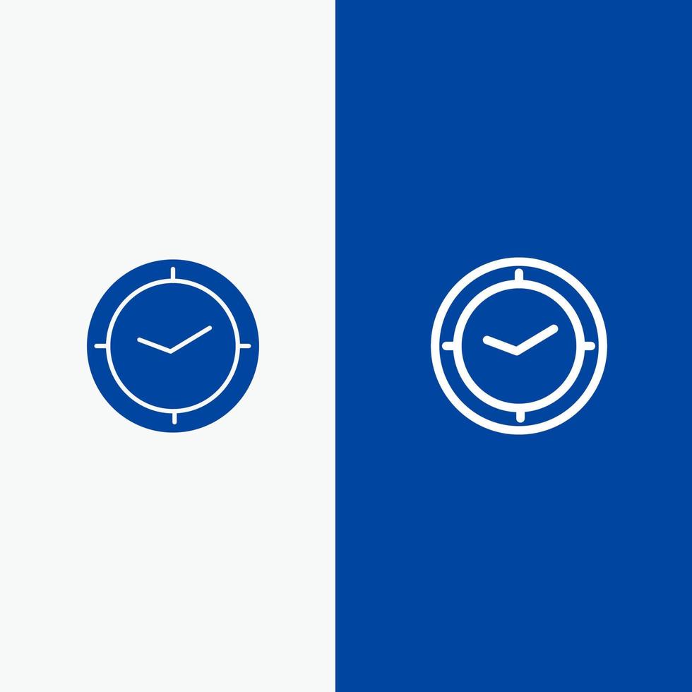 kijk maar tijd timer klok lijn en glyph solide icoon blauw banier lijn en glyph solide icoon blauw banier vector