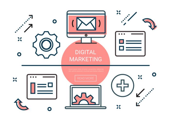 Gratis Lineaire Digital Marketing Elements vector