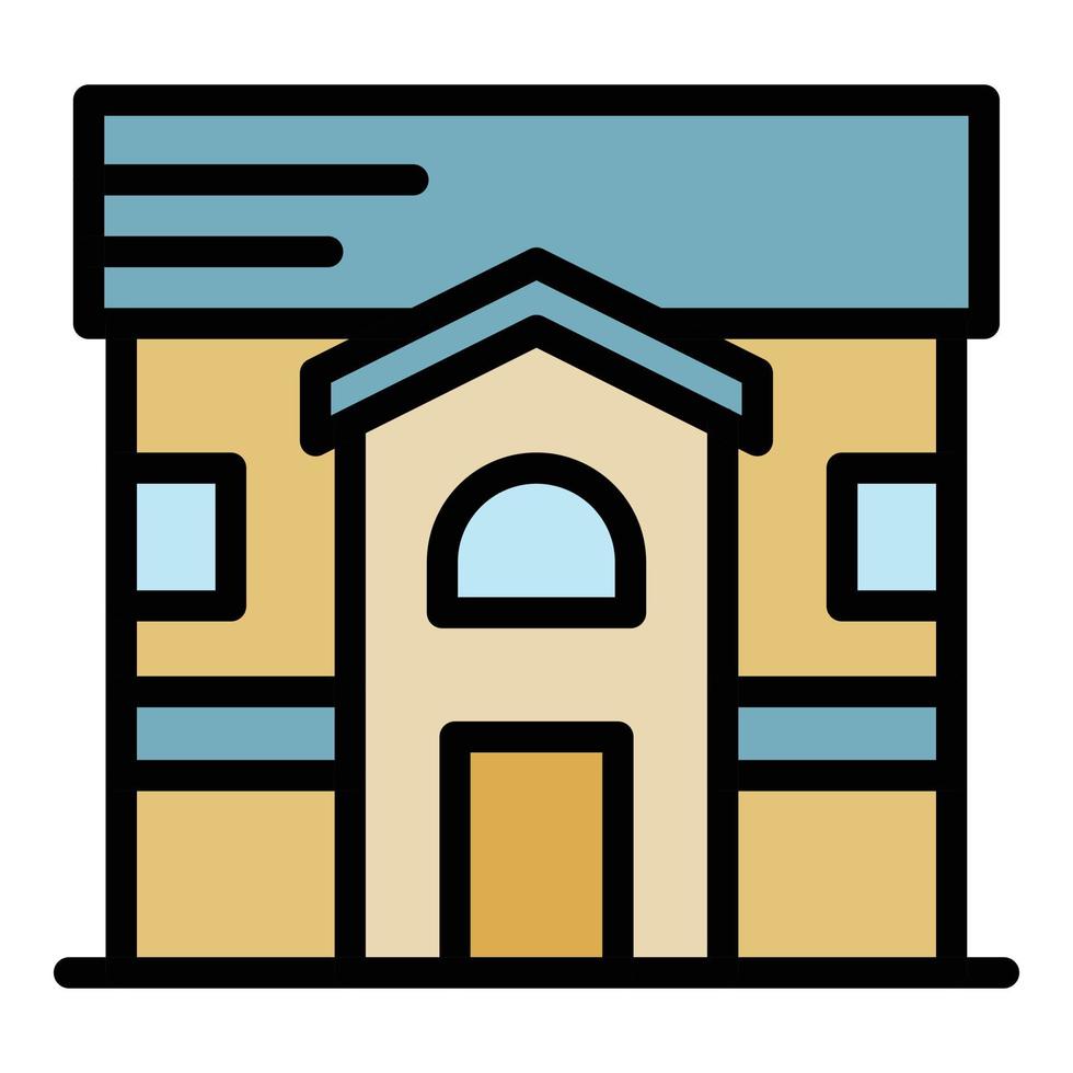 houten huis icoon kleur schets vector