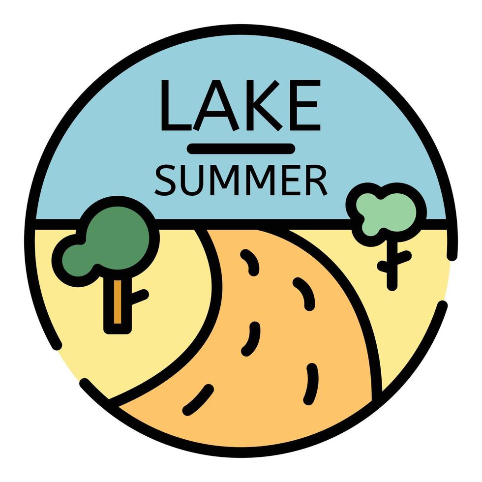 zomer meer logo, schets stijl vector