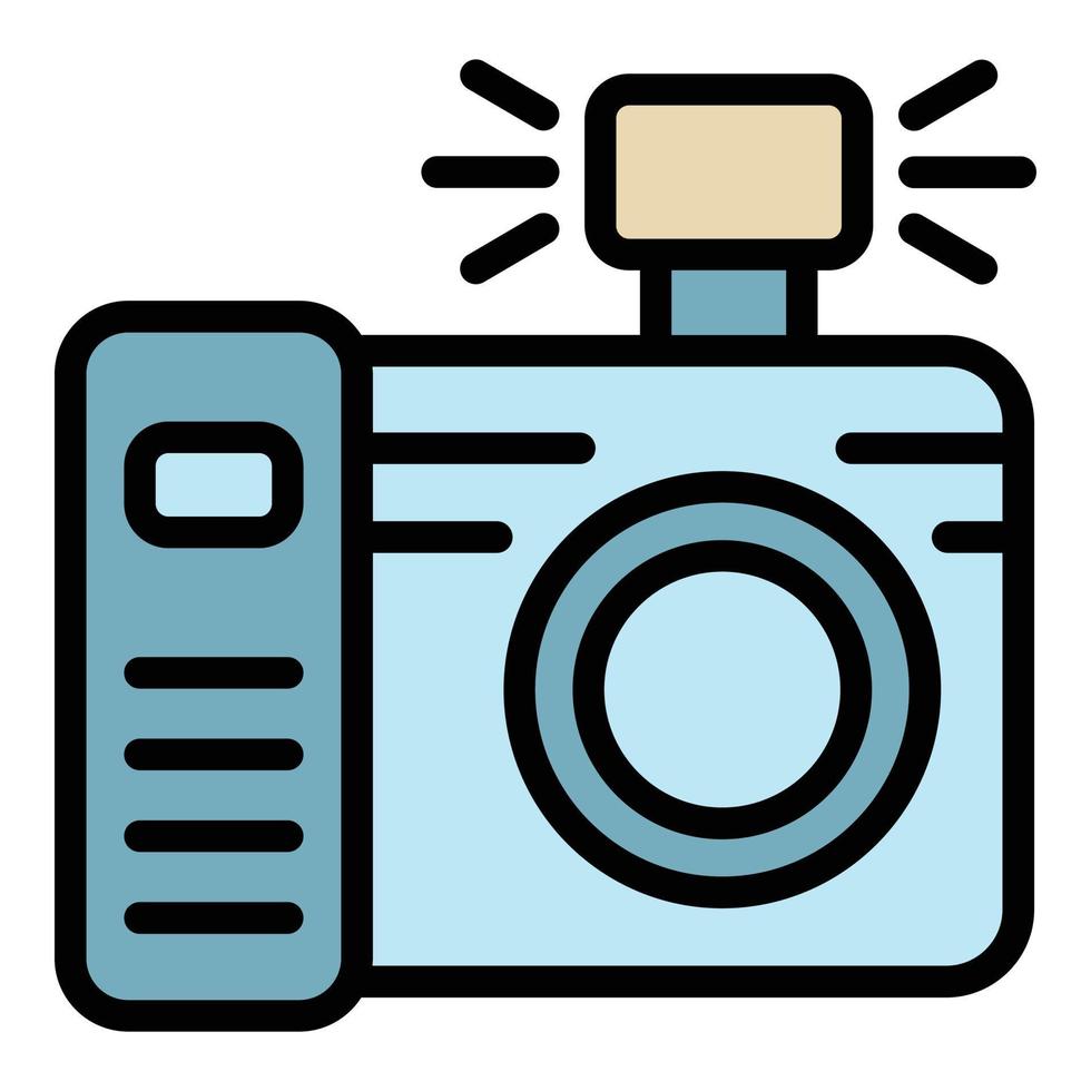 bruiloft foto camera flash icoon kleur schets vector