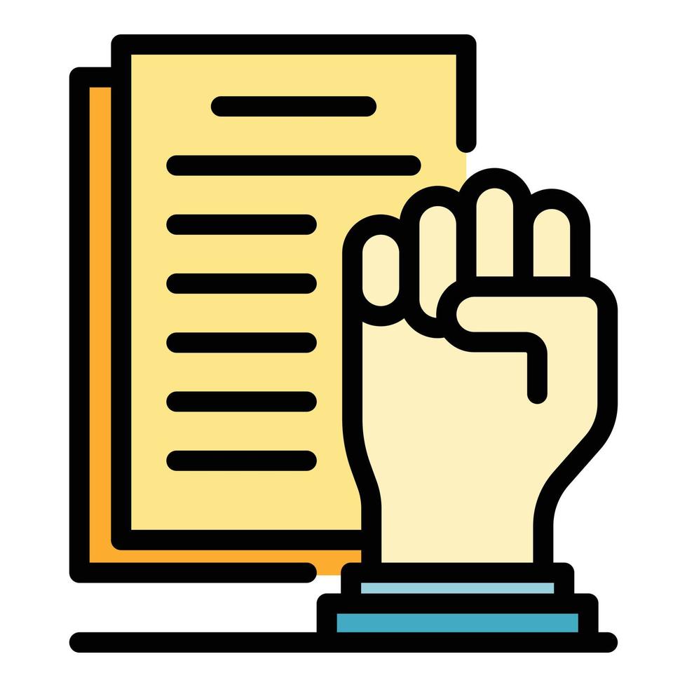 document en gebalde hand- icoon kleur schets vector