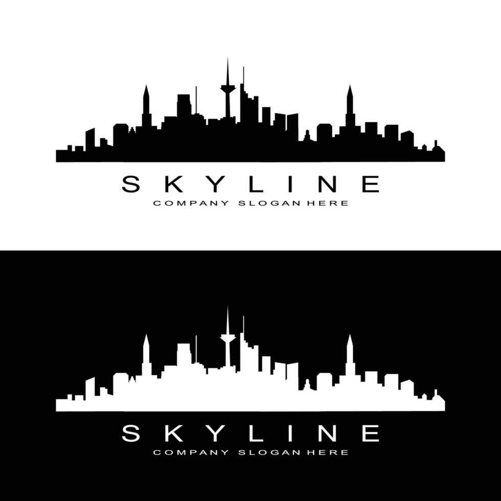 horizon logo ontwerp, stadsgezicht vector hoog gebouwen, stad gebouw fit ontwerp, banier sjabloon bouw bedrijf