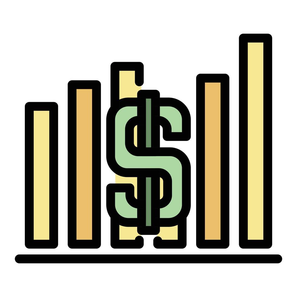 dollar diagram icoon kleur schets vector