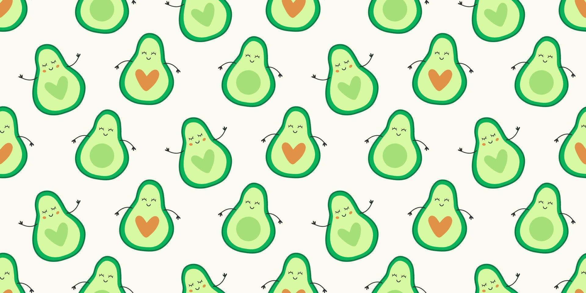 schattig avocado naadloos patroon achtergrond met harten vormen vector