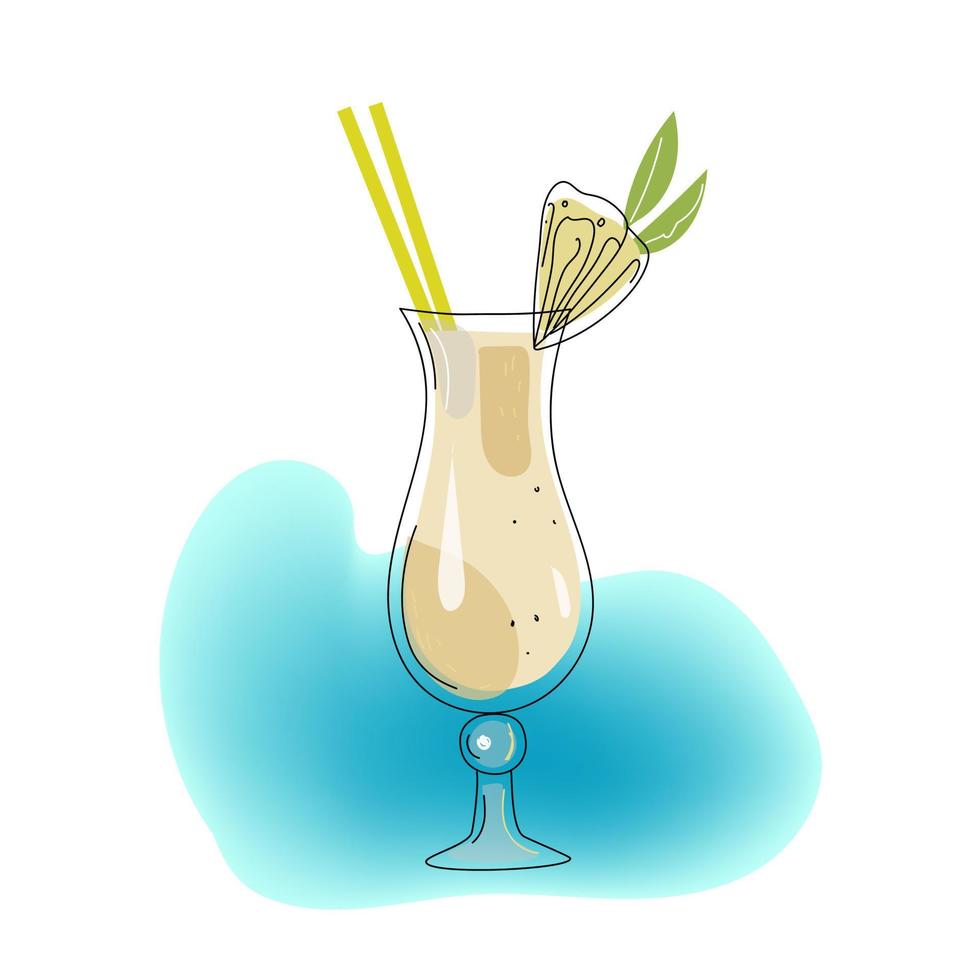 pina colada alcohol cocktail, vector gekleurde tekening hand- getrokken schetsen illustratie.