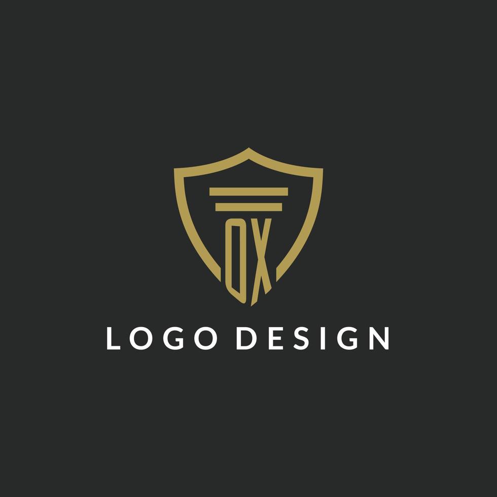 os eerste monogram logo met pijler en schild stijl ontwerp vector