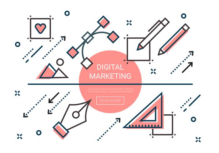 Gratis Lineaire Digital Marketing Elements vector