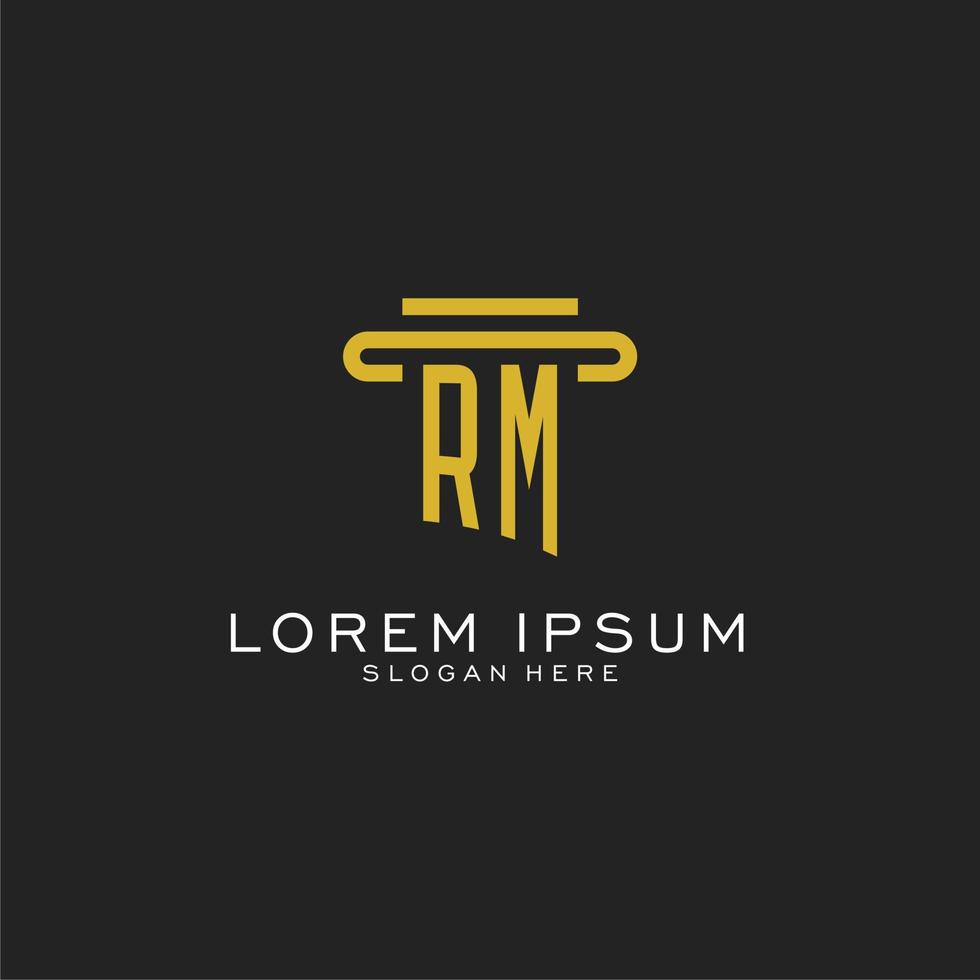 rm eerste logo met gemakkelijk pijler stijl ontwerp vector