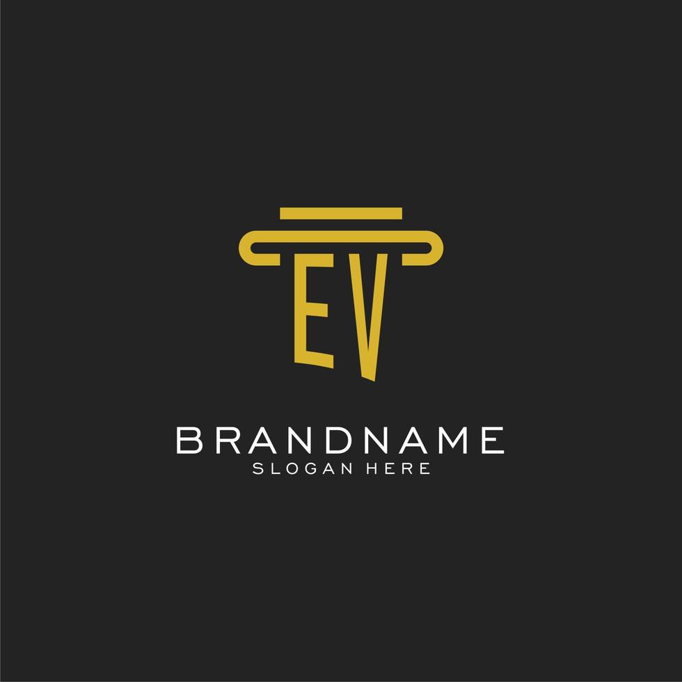 ev eerste logo met gemakkelijk pijler stijl ontwerp vector