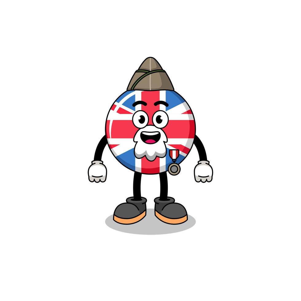 karakter tekenfilm van Verenigde koninkrijk vlag net zo een veteraan vector