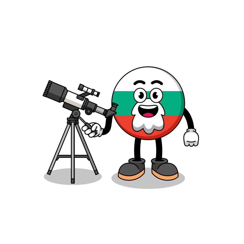 illustratie van bulgarije vlag mascotte net zo een astronoom vector