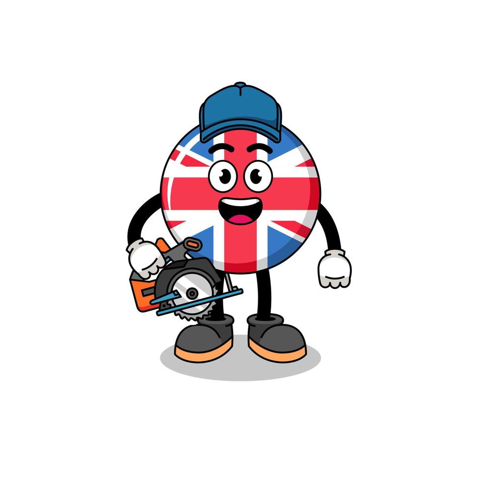 tekenfilm illustratie van Verenigde koninkrijk vlag net zo een houtbewerker vector