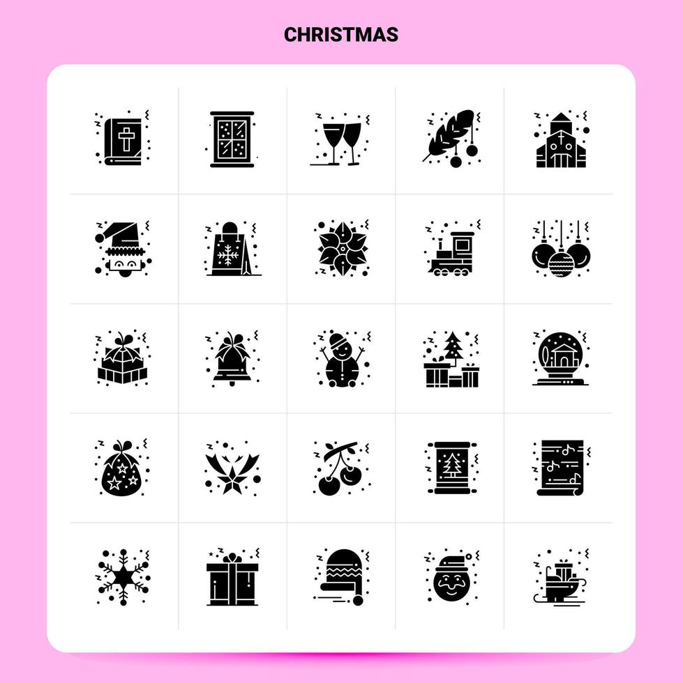 solide 25 Kerstmis icoon reeks vector glyph stijl ontwerp zwart pictogrammen reeks web en mobiel bedrijf ideeën ontwerp vector illustratie