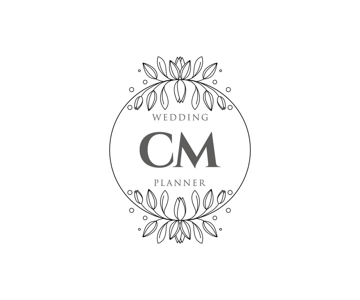 cm initialen brief bruiloft monogram logos verzameling, hand- getrokken modern minimalistisch en bloemen Sjablonen voor uitnodiging kaarten, opslaan de datum, elegant identiteit voor restaurant, boetiek, cafe in vector