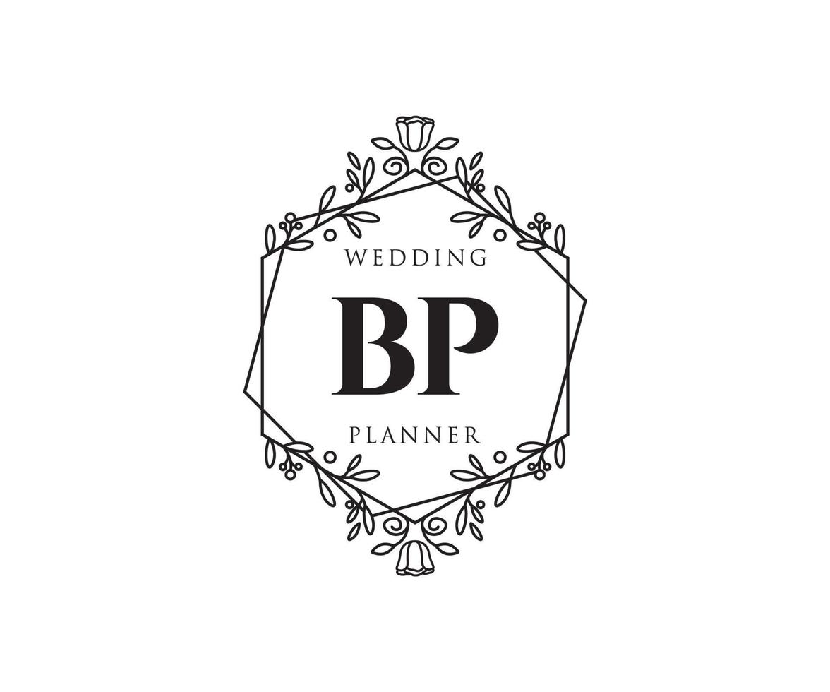 bp initialen brief bruiloft monogram logos verzameling, hand- getrokken modern minimalistisch en bloemen Sjablonen voor uitnodiging kaarten, opslaan de datum, elegant identiteit voor restaurant, boetiek, cafe in vector