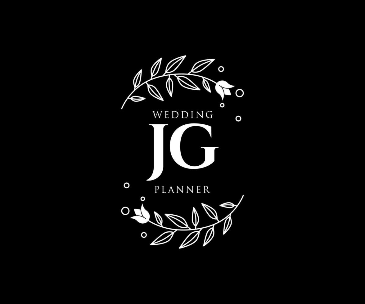 jg initialen brief bruiloft monogram logos verzameling, hand- getrokken modern minimalistisch en bloemen Sjablonen voor uitnodiging kaarten, opslaan de datum, elegant identiteit voor restaurant, boetiek, cafe in vector