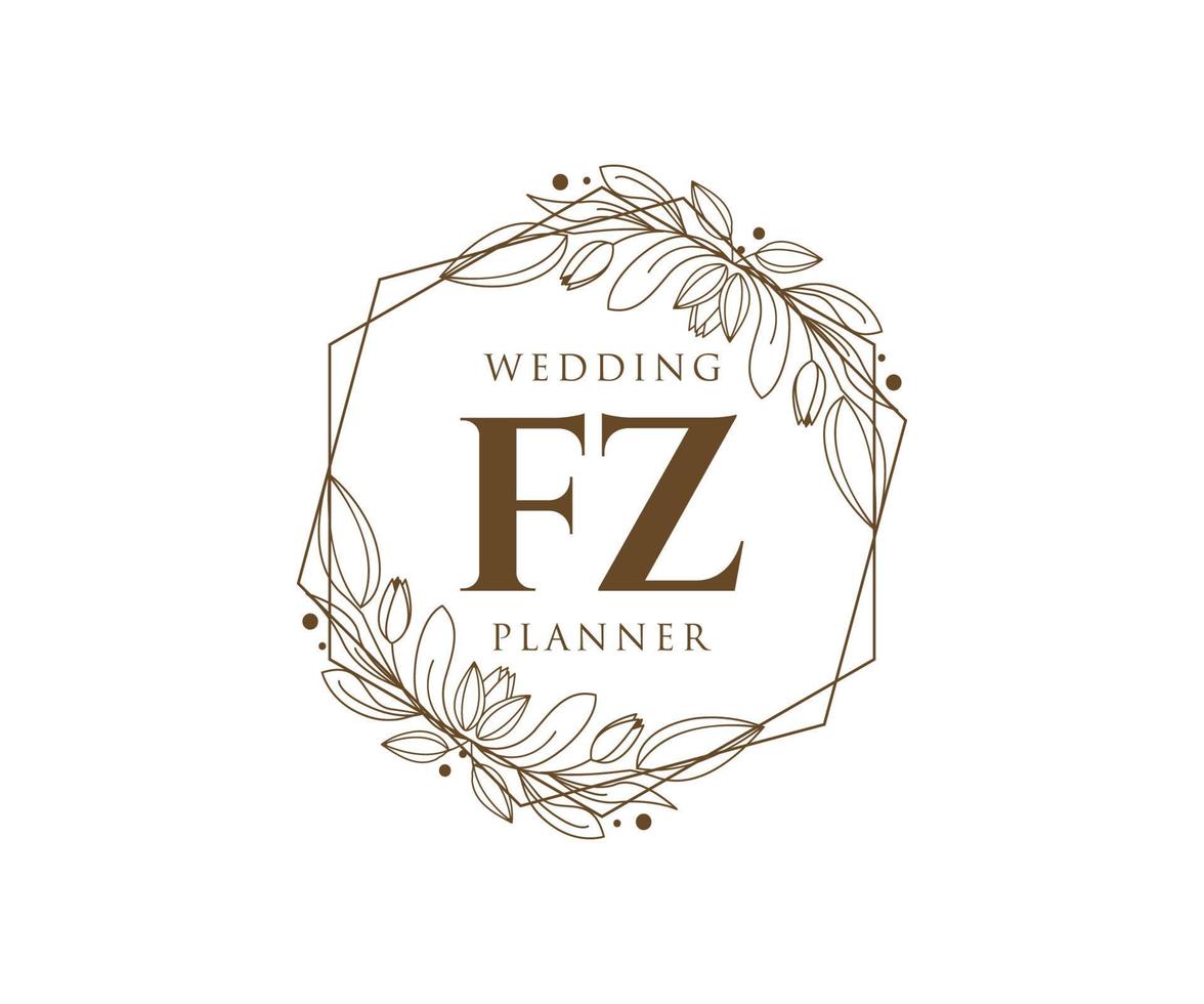 fz initialen brief bruiloft monogram logos verzameling, hand- getrokken modern minimalistisch en bloemen Sjablonen voor uitnodiging kaarten, opslaan de datum, elegant identiteit voor restaurant, boetiek, cafe in vector