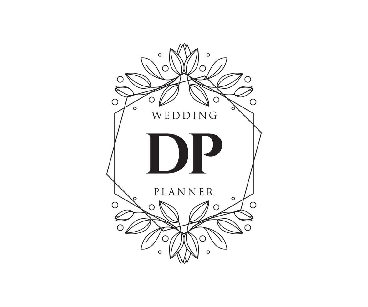 dp initialen brief bruiloft monogram logos verzameling, hand- getrokken modern minimalistisch en bloemen Sjablonen voor uitnodiging kaarten, opslaan de datum, elegant identiteit voor restaurant, boetiek, cafe in vector