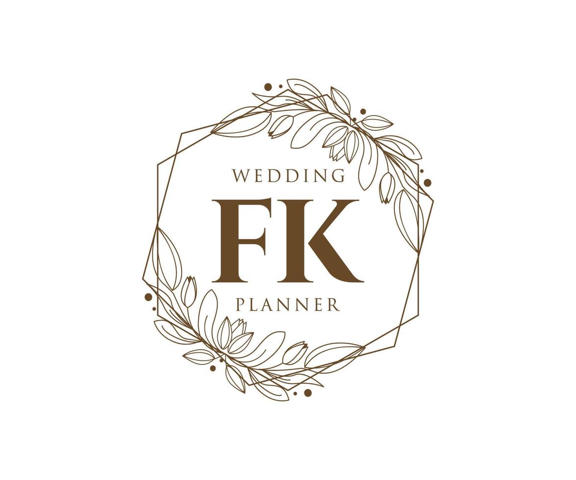 fk initialen brief bruiloft monogram logos verzameling, hand- getrokken modern minimalistisch en bloemen Sjablonen voor uitnodiging kaarten, opslaan de datum, elegant identiteit voor restaurant, boetiek, cafe in vector