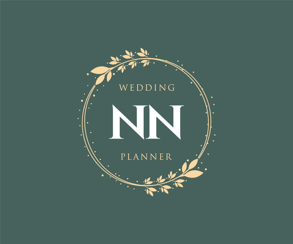 nn initialen brief bruiloft monogram logos verzameling, hand- getrokken modern minimalistisch en bloemen Sjablonen voor uitnodiging kaarten, opslaan de datum, elegant identiteit voor restaurant, boetiek, cafe in vector