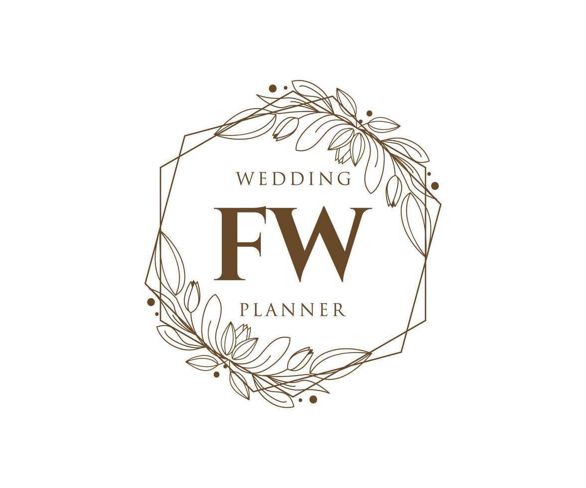 fw initialen brief bruiloft monogram logos verzameling, hand- getrokken modern minimalistisch en bloemen Sjablonen voor uitnodiging kaarten, opslaan de datum, elegant identiteit voor restaurant, boetiek, cafe in vector