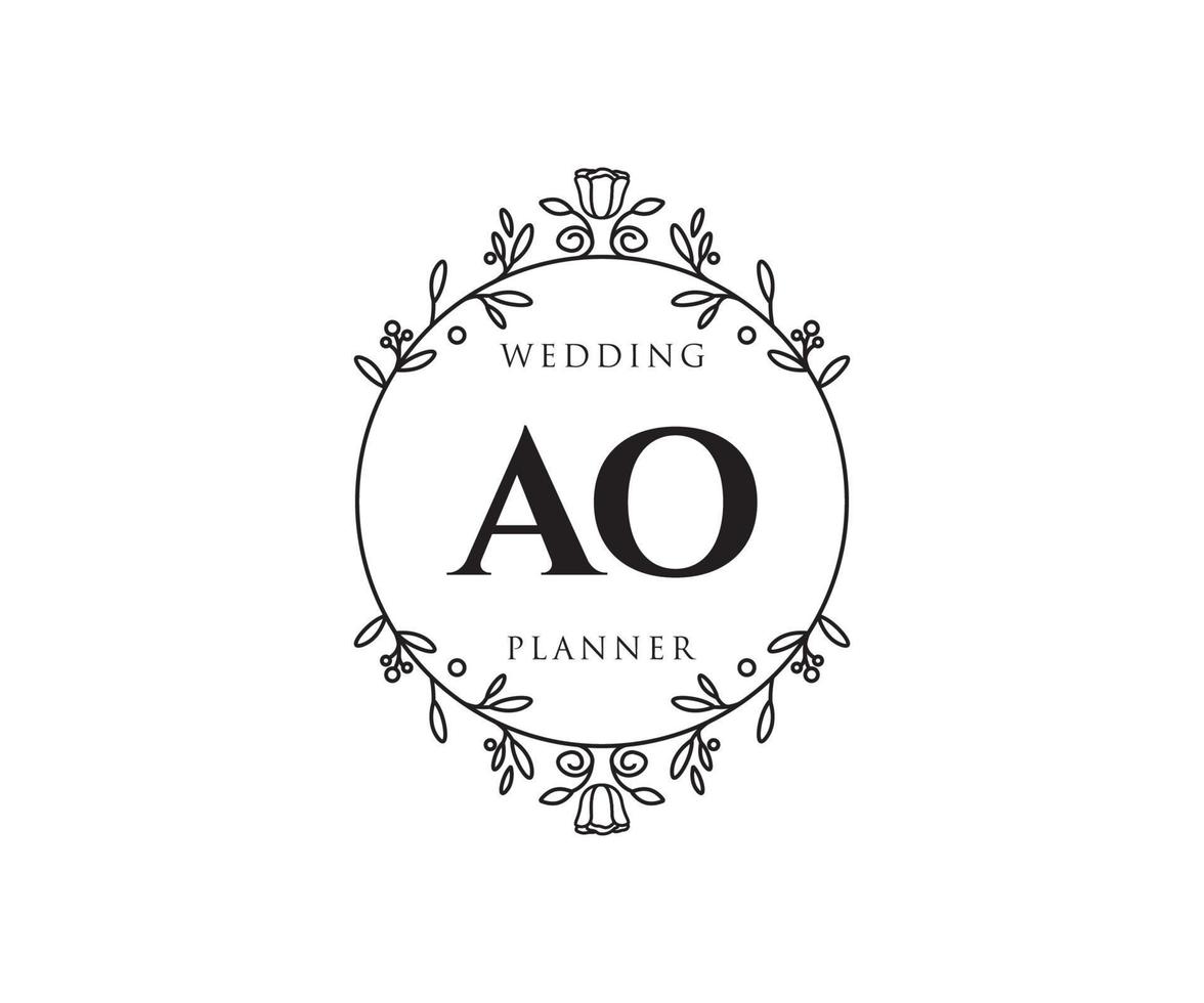 oa initialen brief bruiloft monogram logos verzameling, hand- getrokken modern minimalistisch en bloemen Sjablonen voor uitnodiging kaarten, opslaan de datum, elegant identiteit voor restaurant, boetiek, cafe in vector