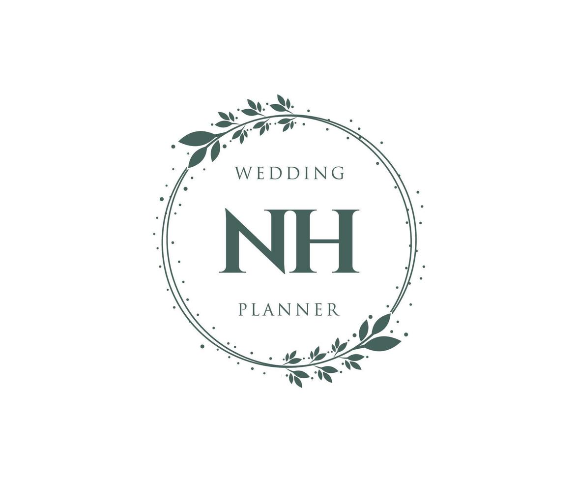 nh initialen brief bruiloft monogram logos verzameling, hand- getrokken modern minimalistisch en bloemen Sjablonen voor uitnodiging kaarten, opslaan de datum, elegant identiteit voor restaurant, boetiek, cafe in vector