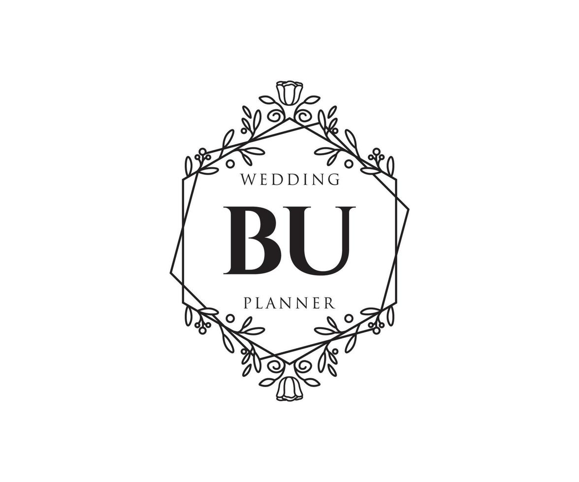 bu initialen brief bruiloft monogram logos verzameling, hand- getrokken modern minimalistisch en bloemen Sjablonen voor uitnodiging kaarten, opslaan de datum, elegant identiteit voor restaurant, boetiek, cafe in vector