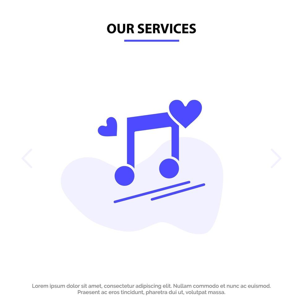 onze Diensten muziek- knooppunt knooppunt songteksten liefde lied solide glyph icoon web kaart sjabloon vector