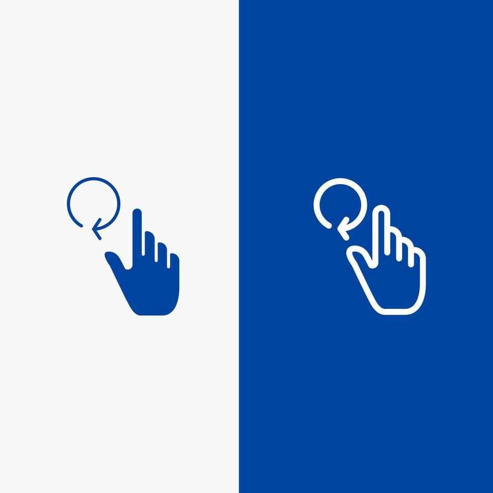 hand- vinger gebaren herladen lijn en glyph solide icoon blauw banier lijn en glyph solide icoon blauw banier vector