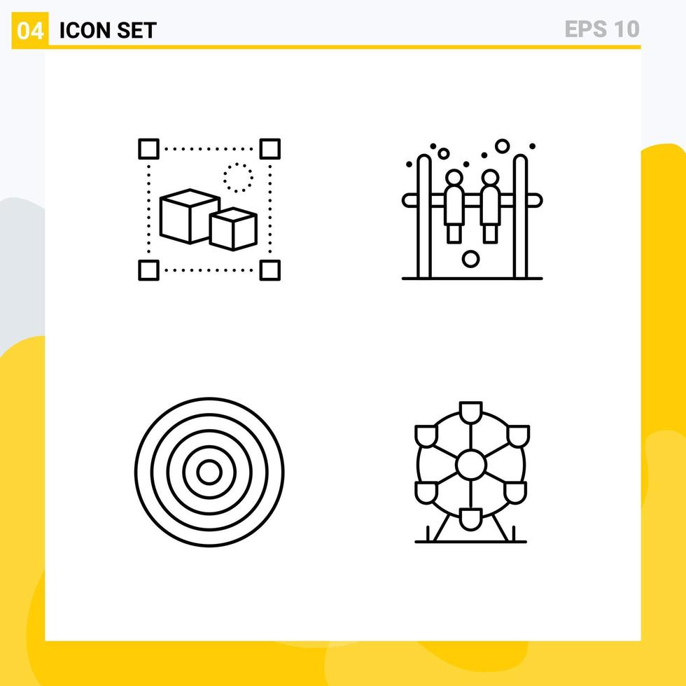 4 gebruiker koppel lijn pak van modern tekens en symbolen van ontwerp uitrusting doos hockey atomium bewerkbare vector ontwerp elementen